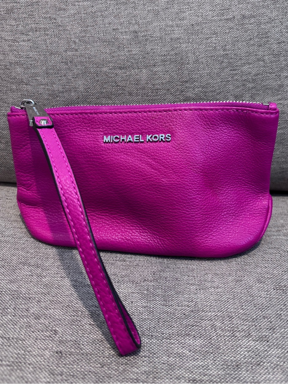 Michael Kors Fuchsia Leather Wristlet or Makeup Bag - Excellent Condition
